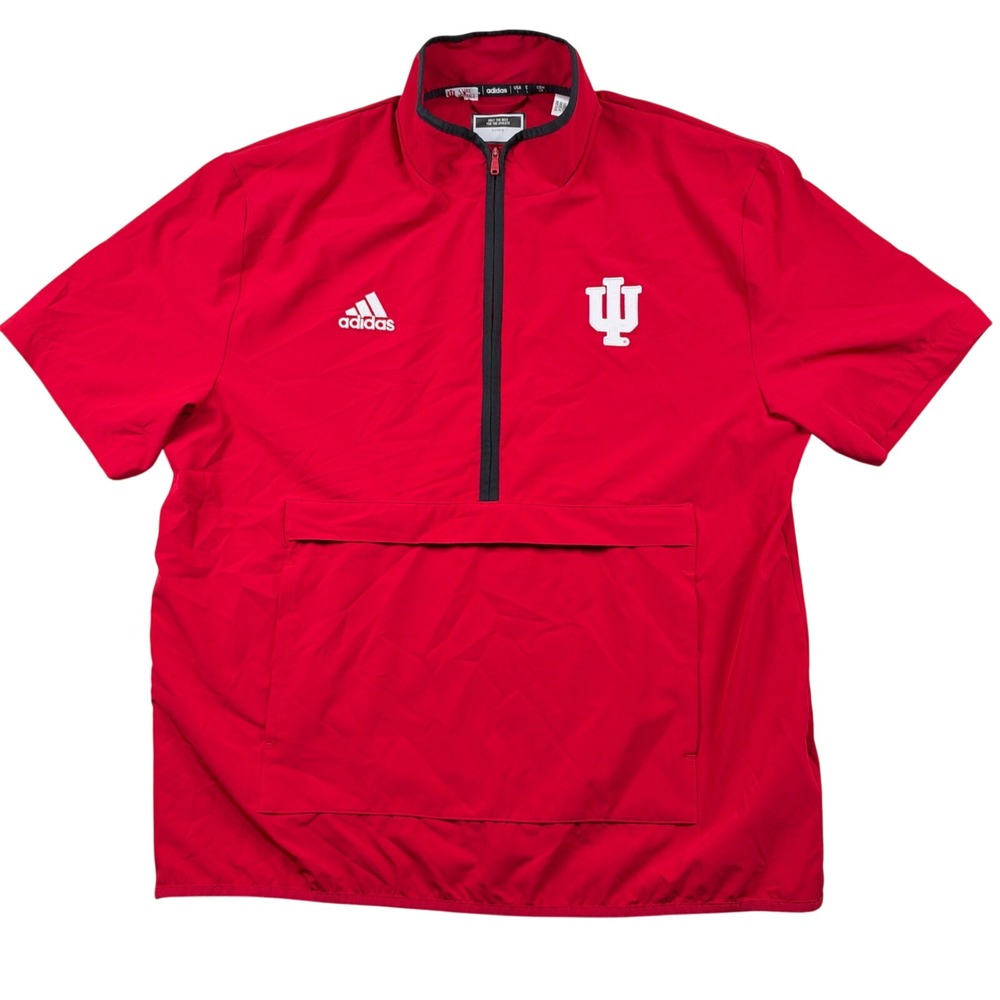 Team Issued Adidas Pullover Men L Red Indiana University IU Hoosiers